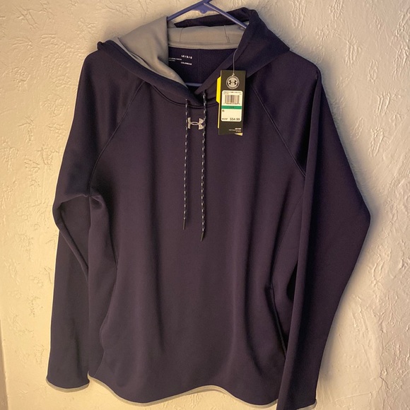 Under Armour Tops - NWT Under Armour Women’s Navy Blue & Gray Fleece Hoodie - L